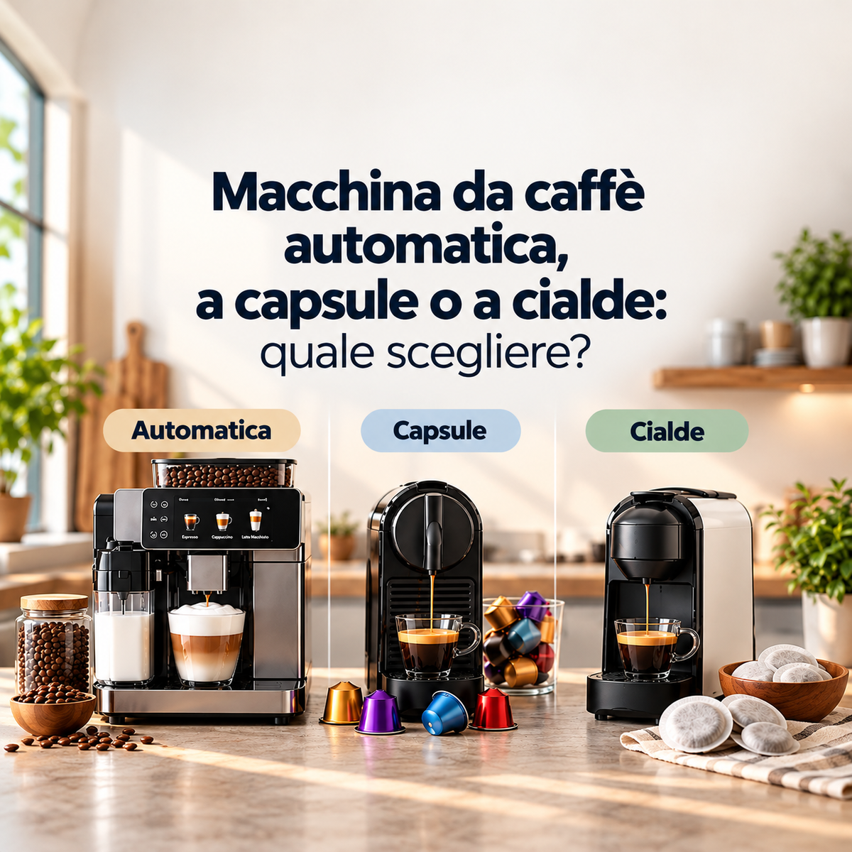 macchina da caffè automatica, a capsule o a cialde