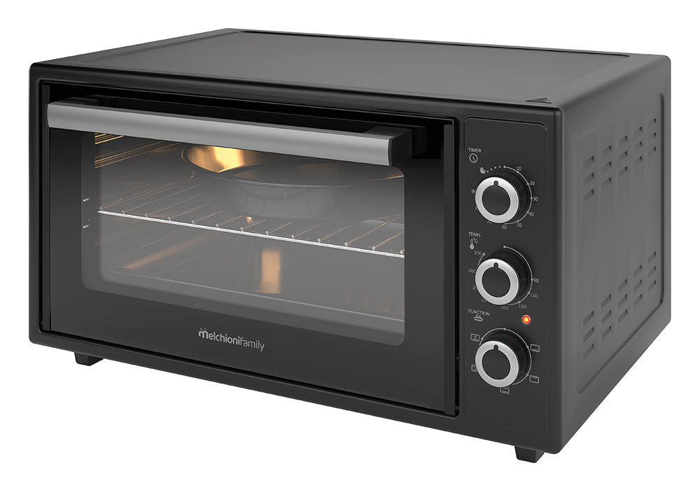 Melchioni Family Forno Elettrico Ventilato Ardente 45 45 L 1634 W 300°C Timer 90 Min Nero