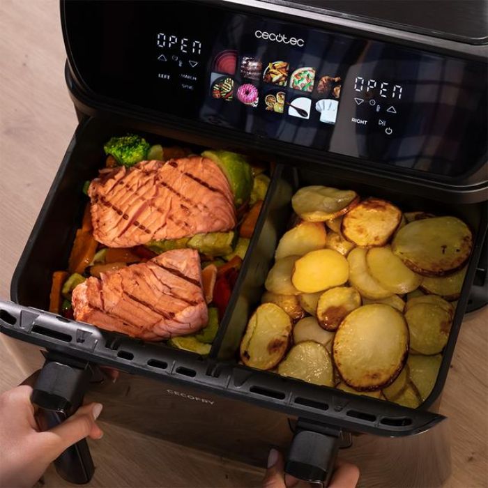 Cecotec Cecofry&grill Duoheat 10000 Friggitrice Ad Aria Doppia Resistenza 10 Litri 2800 W Due Cestelli