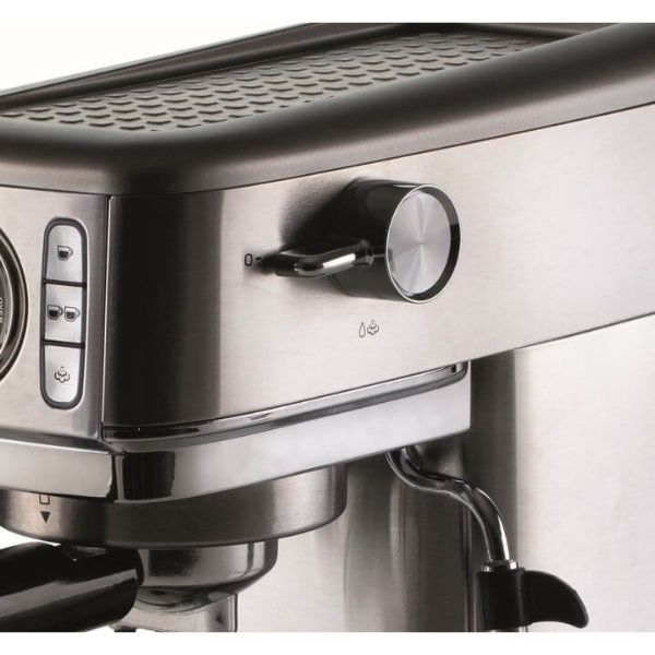 Ariete 1381 Macchina da caffè con manometro, compatibile con caffè in polvere e cialde ESE, 1300 W, Capacità 1,1 L, 15 bar di pressione, Filtro 1 o 2 tazze, Dispositivo Cappuccino Argento