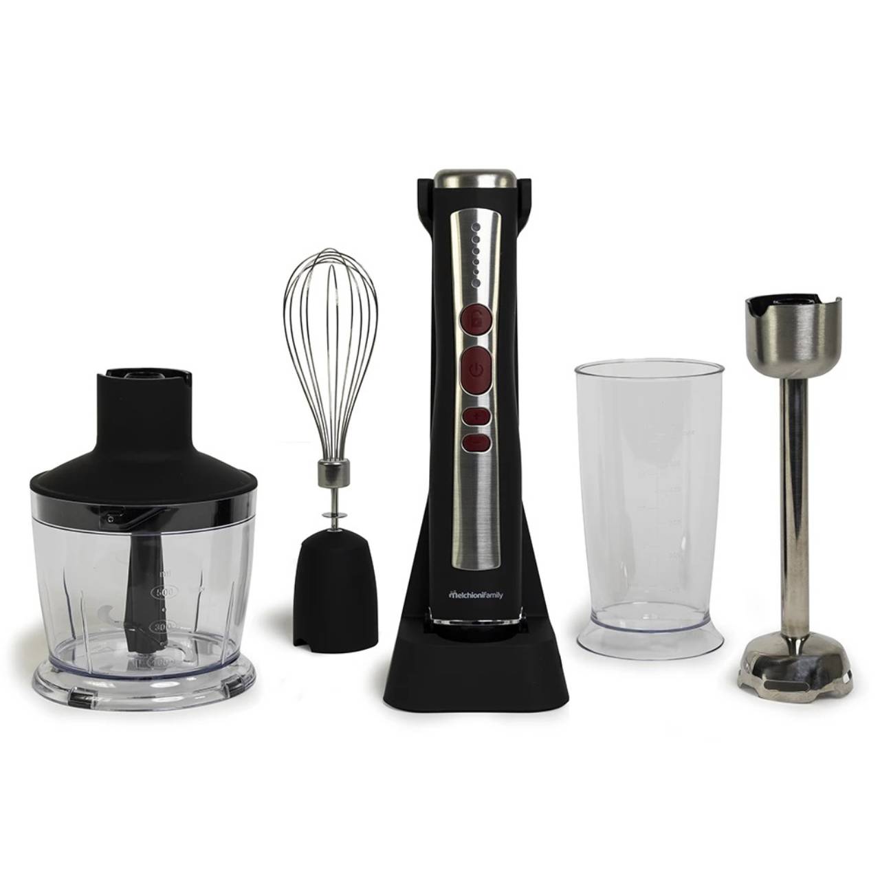 Melchioni 118420039 frullatore Frullatore da tavolo 200 W Nero, Stainless steel, Trasparente