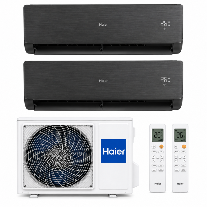 Haier Kit Condizionatore H2U14MAAOUT + 2 AS25SBBHRA-MB , Wi-Fi integrato Inverter