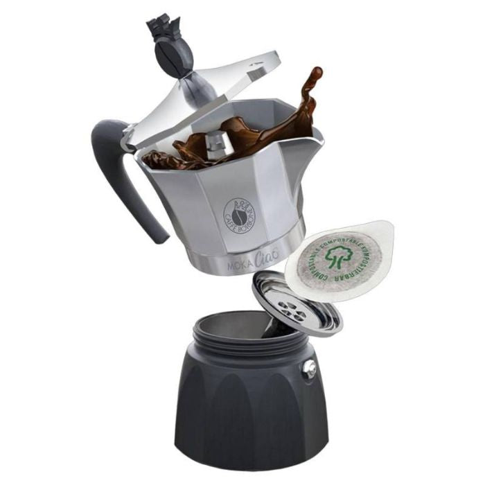 Caffè Borbone MokaCiao caffettiera da 3 tazzine Bicolore Nero