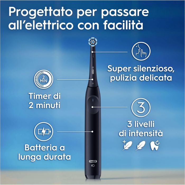 Oral-B iO 2 Spazzolino Elettrico Nero 1 Testina Di Ricambio 1 Spazzolino