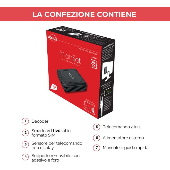 Digiquest Microsat Retro TV Decoder Satellitare Tivùsat