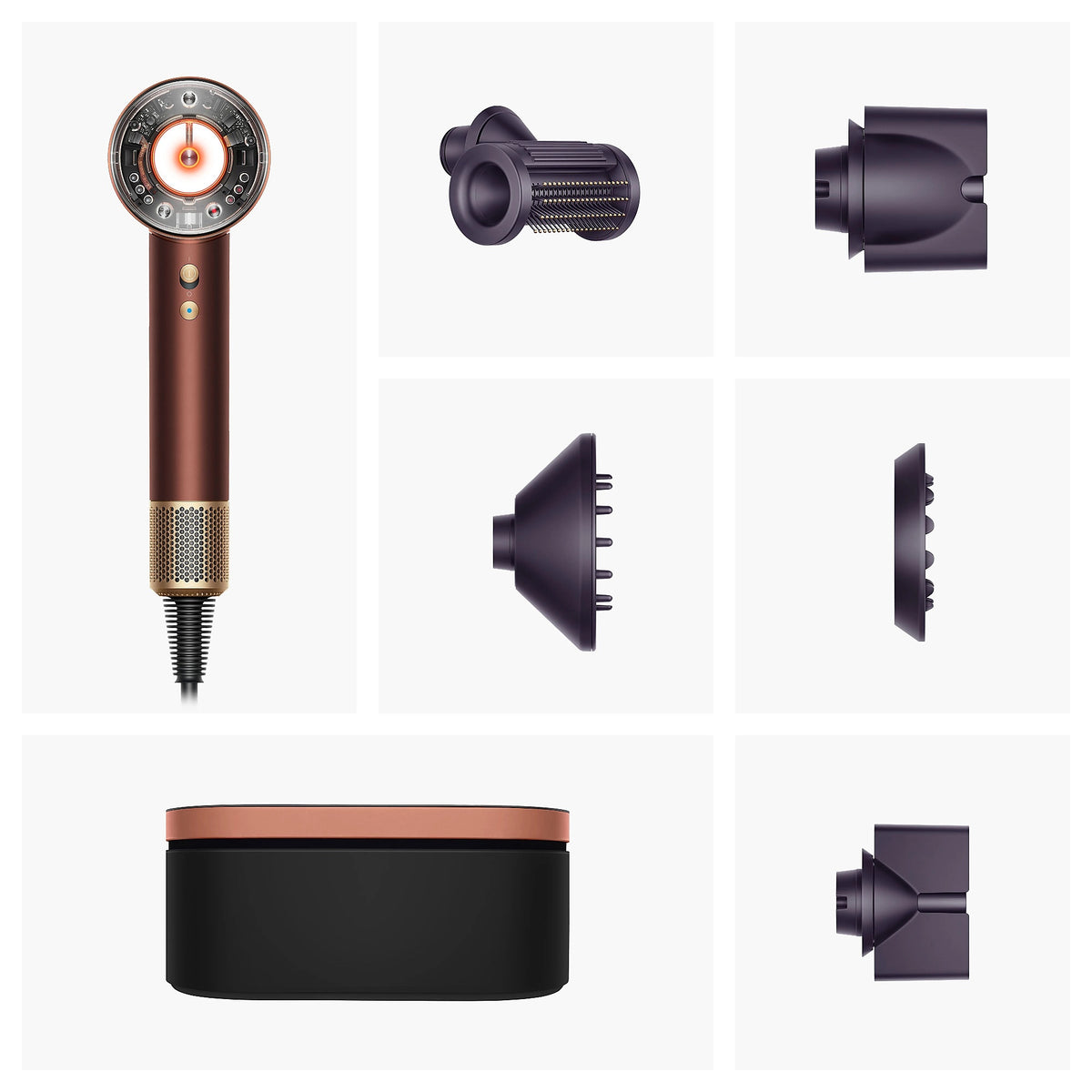 Dyson Asciugacapelli Supersonic Nural Straight+Wavy Plum/Copper 1600 W 5 Accessori