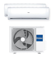 Haier Trendy H2U14TAA Condizionatore Fisso Dual Split 9000 Btu + 12000 Btu, 2 Unità Interne E 1 Esterna, Inverter Plus, Bianco