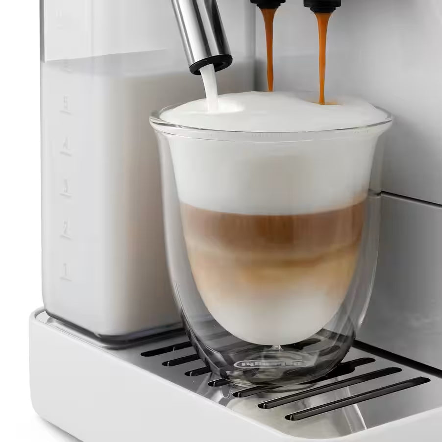 De’Longhi Macchina da Caffè Automatica Rivelia Start EXAM420.55.WXL 10 Bevande Bean Switch LatteCrema Hot Bianco