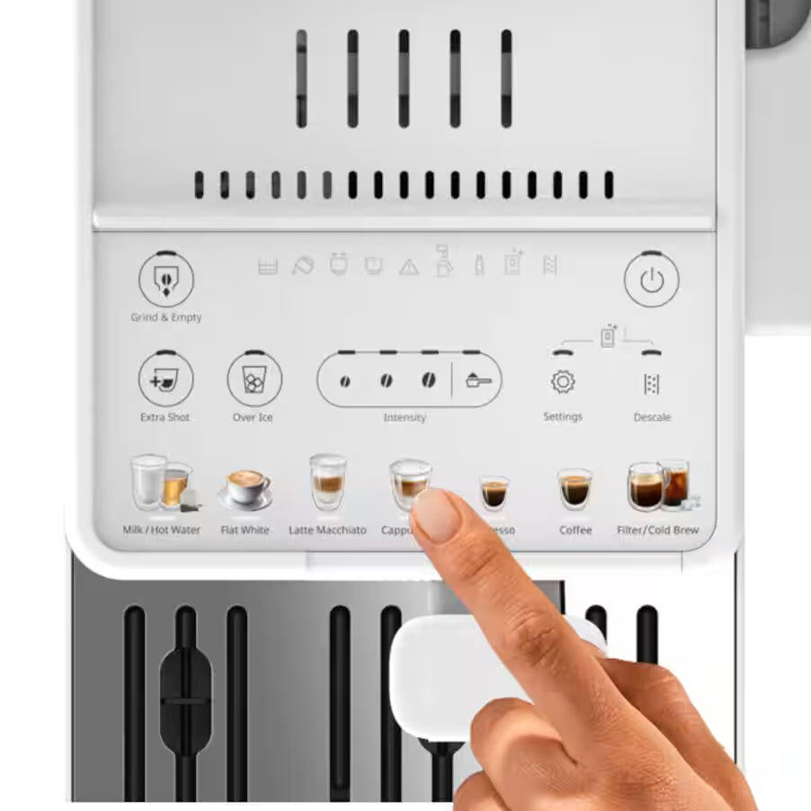 De’Longhi Macchina da Caffè Automatica Rivelia Start EXAM420.55.WXL 10 Bevande Bean Switch LatteCrema Hot Bianco