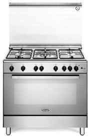 De' Longhi DGVX96SG Cucina a gas Libera installazione 90cm 5 fuochi con forno gas ventilato 115l Acciaio inox