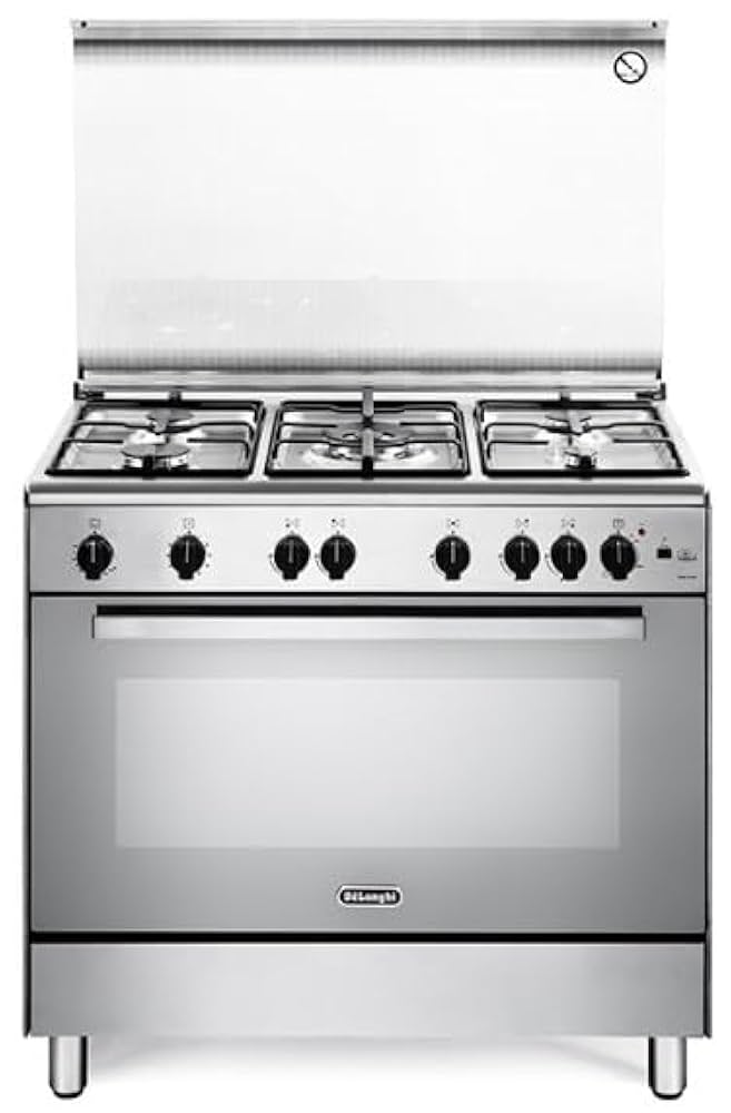 De' Longhi DGVX96SG Cucina a gas Libera installazione 90cm 5 fuochi con forno gas ventilato 115l Acciaio inox