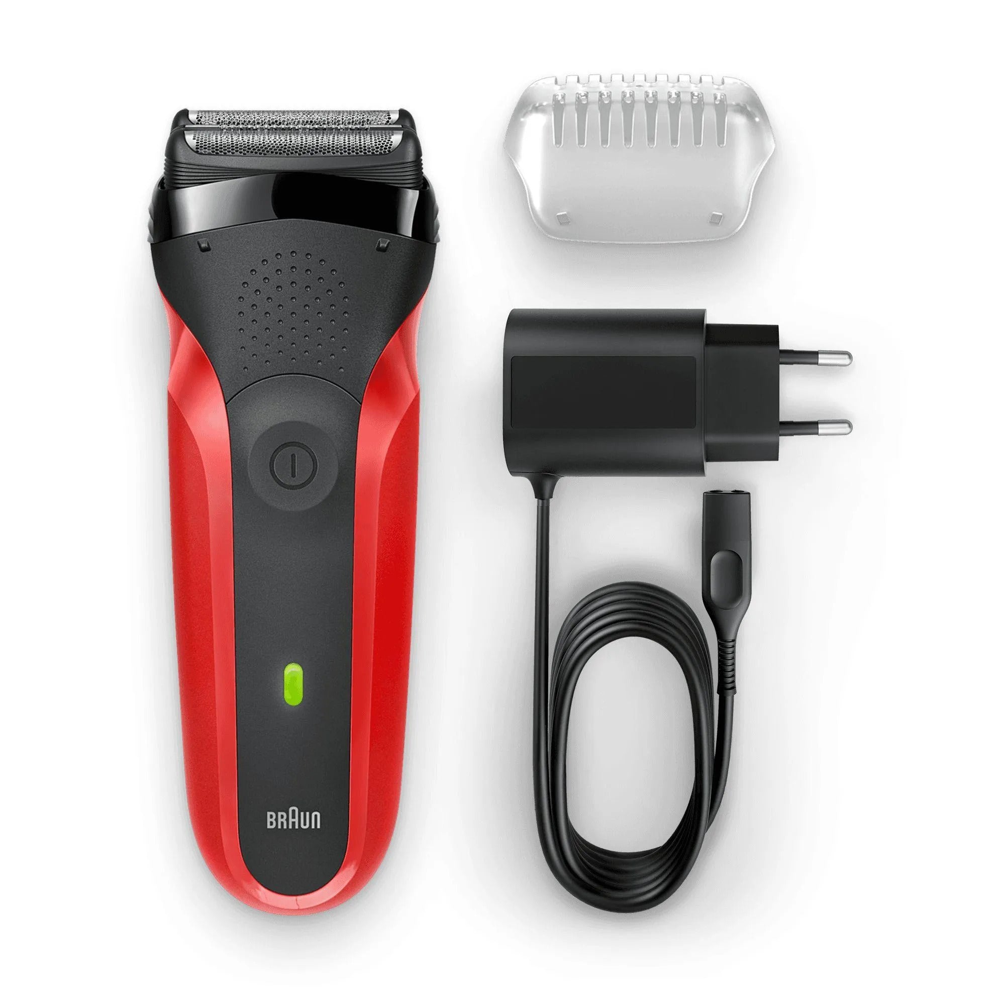 Braun Series 3 300 Rasoio Elettrico Barba, Rosso Elettrico