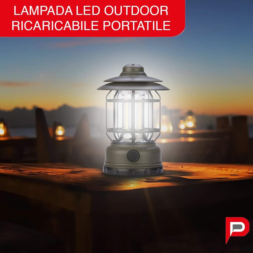 Polypool PP3115 Lampada Led Ricaricabile da Esterno Design Retrò