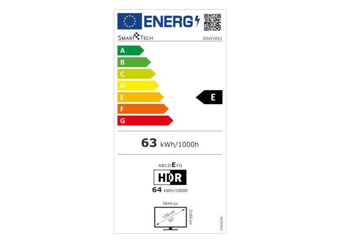Smart-Tech 55QA20V1 Televisione Smart TV 55 Pollici Led Uhd Nero
