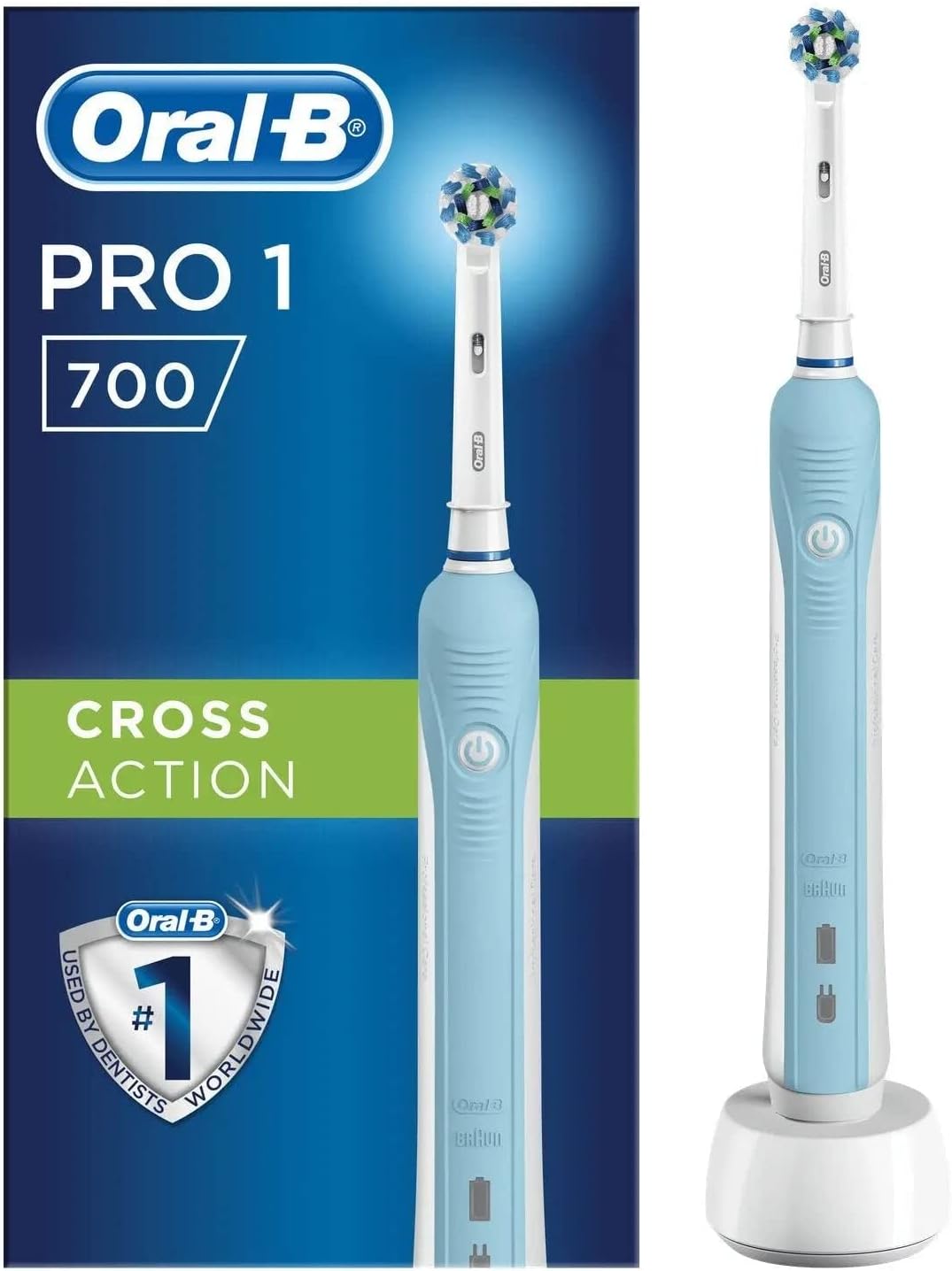 Braun Oral-B Pro 1-700 Spazzolino Elettrico con Testine Cross Action e Sensore di Pressione