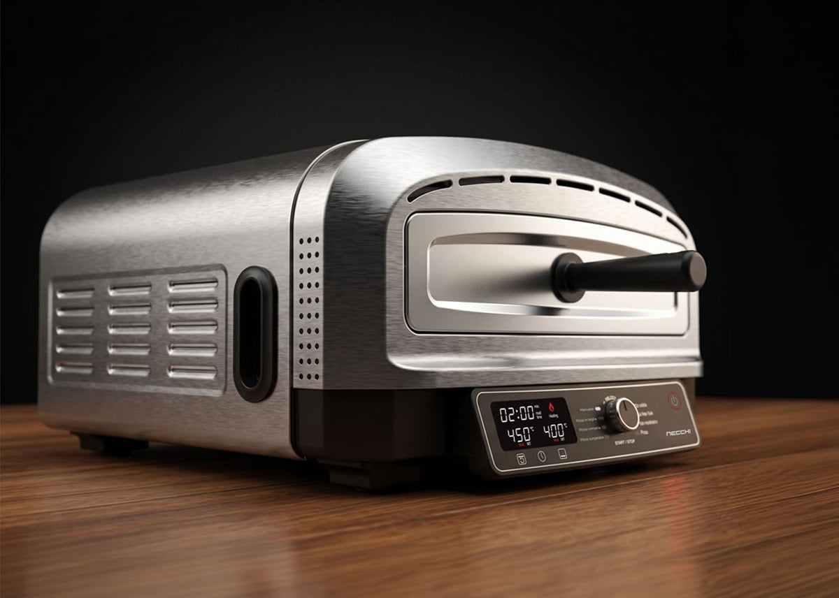 Necchi Forno Pizza Genio NK9022DIGITAL 2200 W 450°C Digitale con Pietra Refrattaria 37 cm