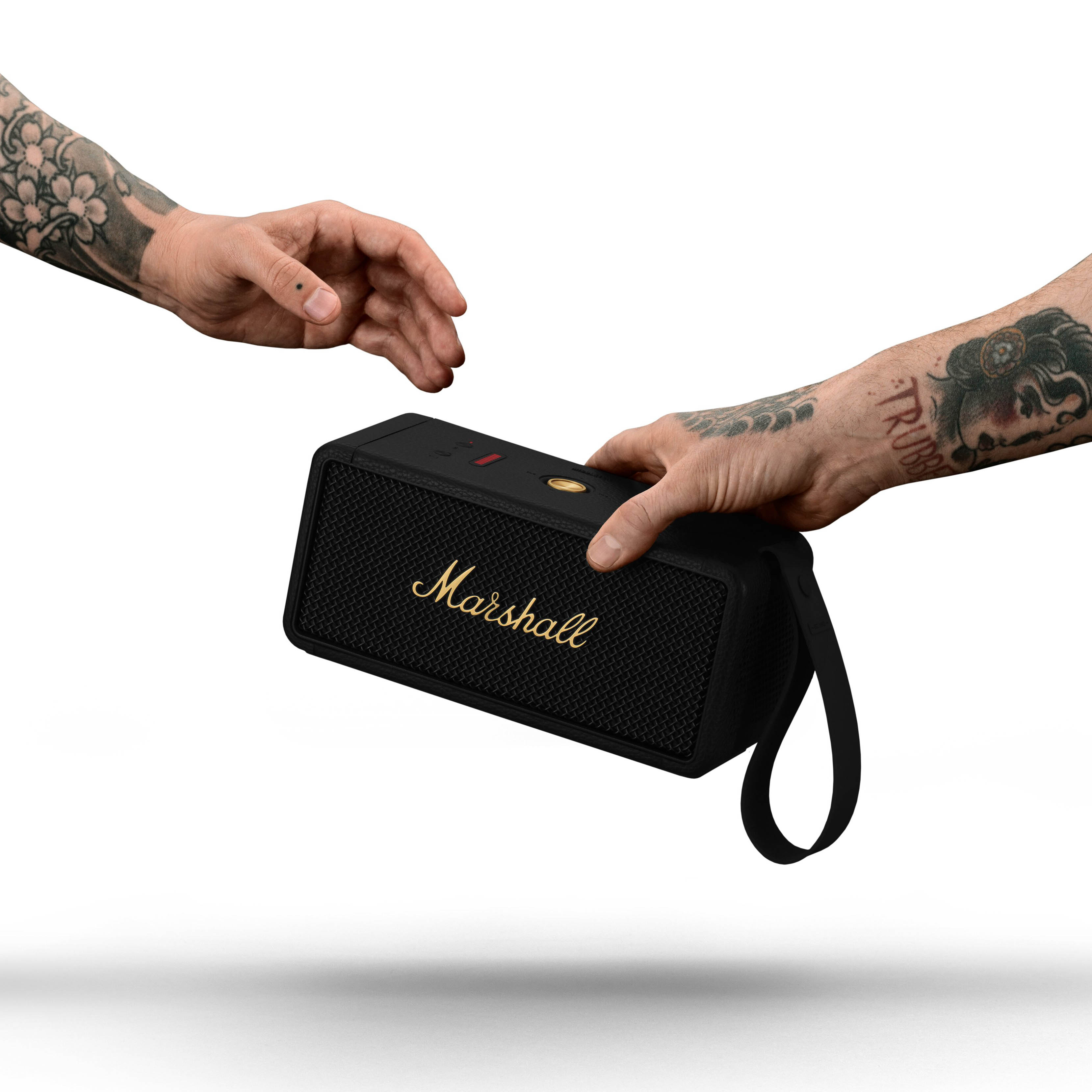 Marshall Middleton Black and Brass Cassa Amplificata Bluetooth Ricaricabile