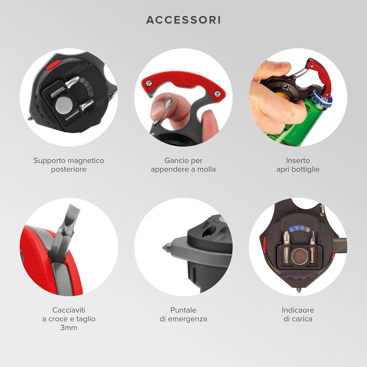 Poly Pool PP3167 Torcia Pocketlight Led 5W Ricaricabile Usb-c 7 Funzioni Con Accessori Per Lavori Fai Da Te E Outdoor