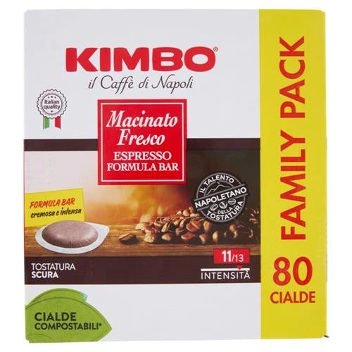 Kimbo Caffè Macinato Fresco Espresso Formula Bar 80 Cialde ESE 44 mm Compostabili 584 g Intensità 11/13