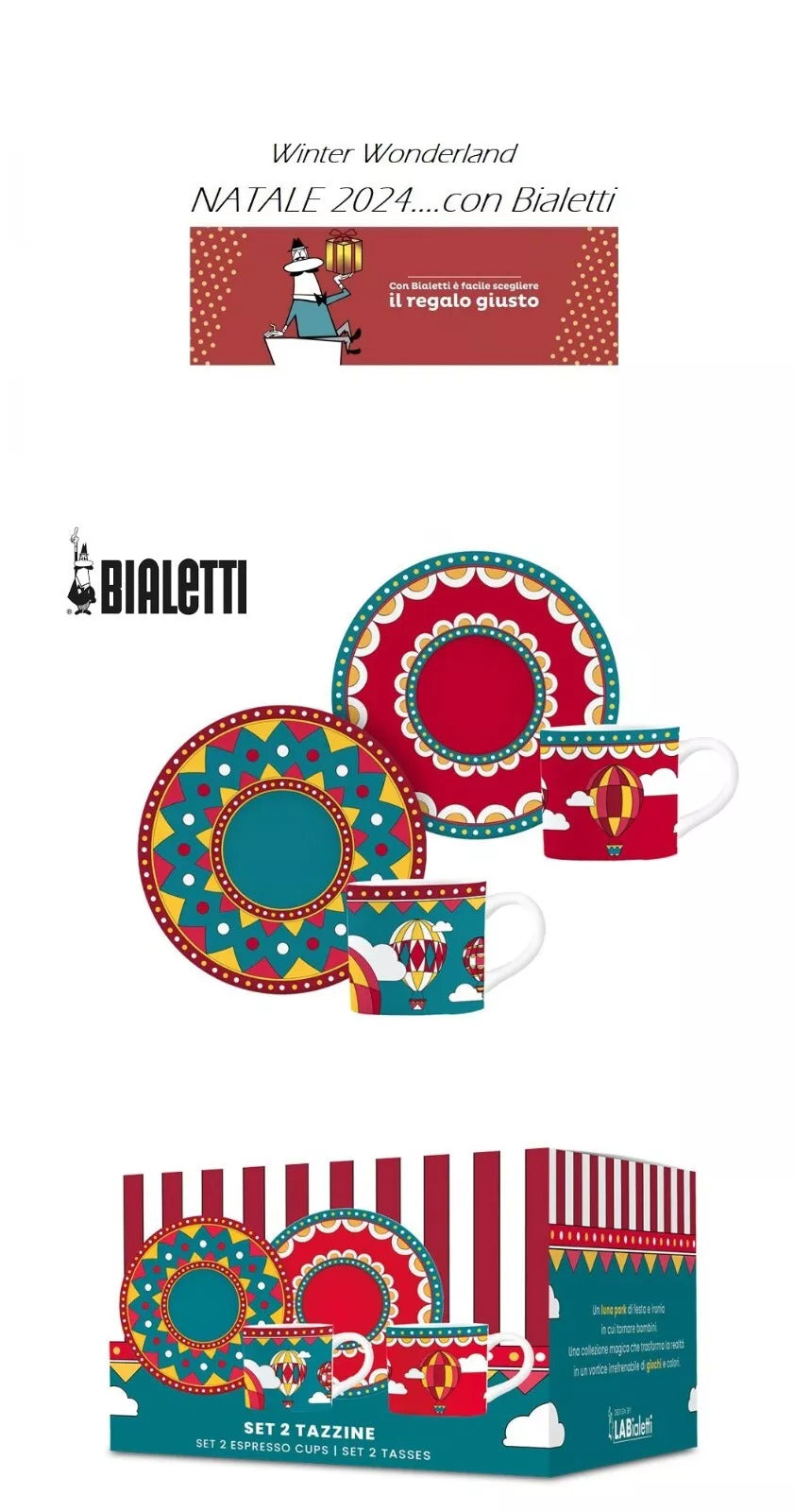 Bialetti Set 2 Tazzine Natale 24