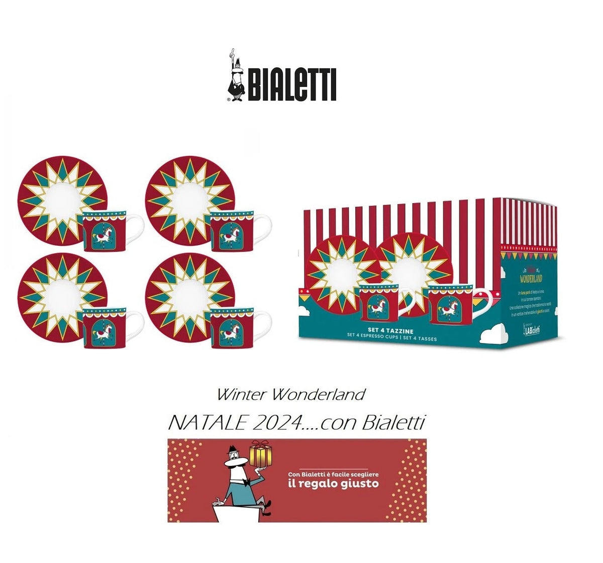 Bialetti Set 4 Tazzine Natale