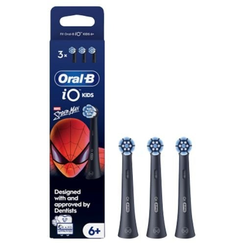 Oral-B Testine di Ricambio iO Kids Spider-Man 6+ Gentle Care Nere 3 Pezzi
