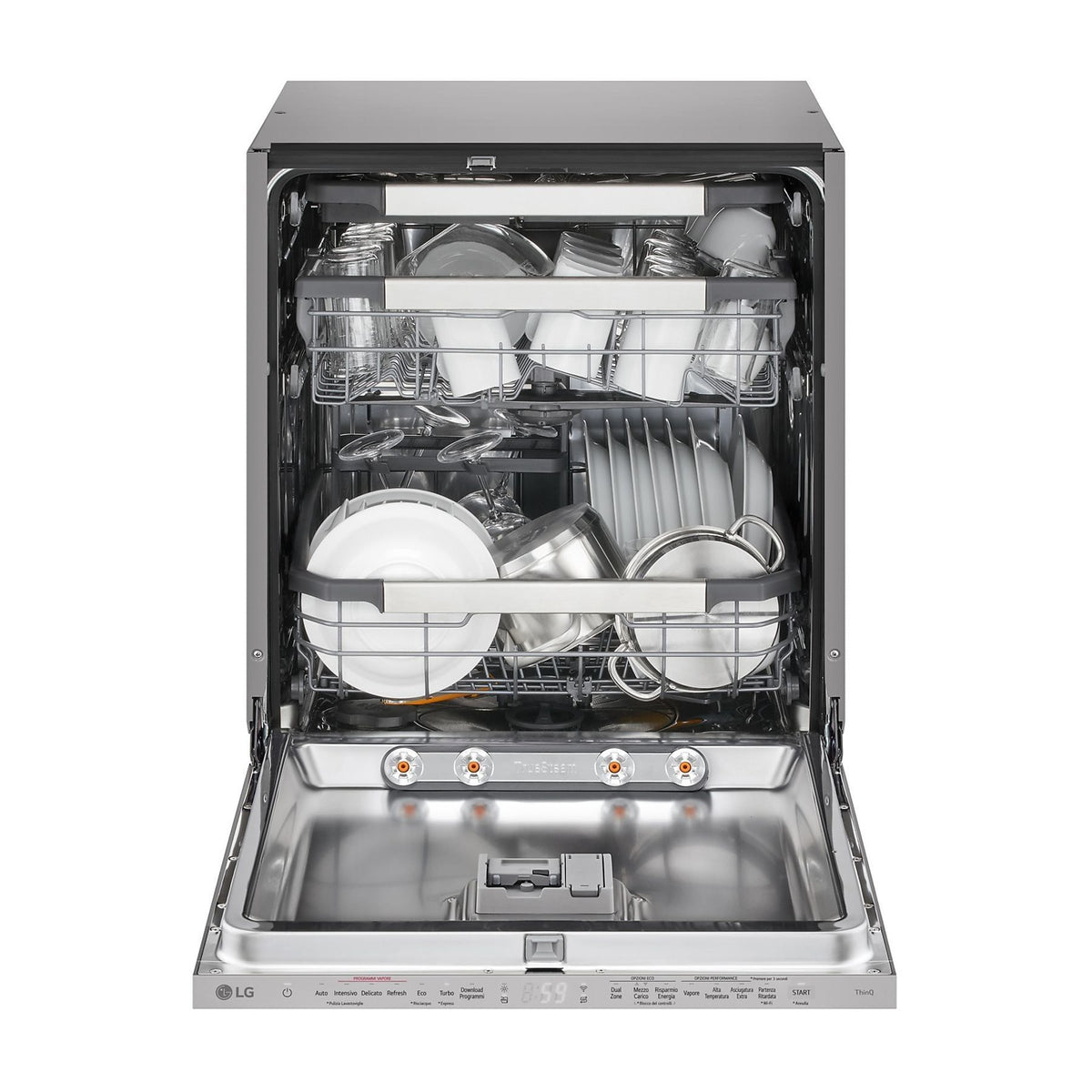 LG DB476TXSW Lavastoviglie da Incasso 14 Coperti Classe A con Premium Rack per Calici