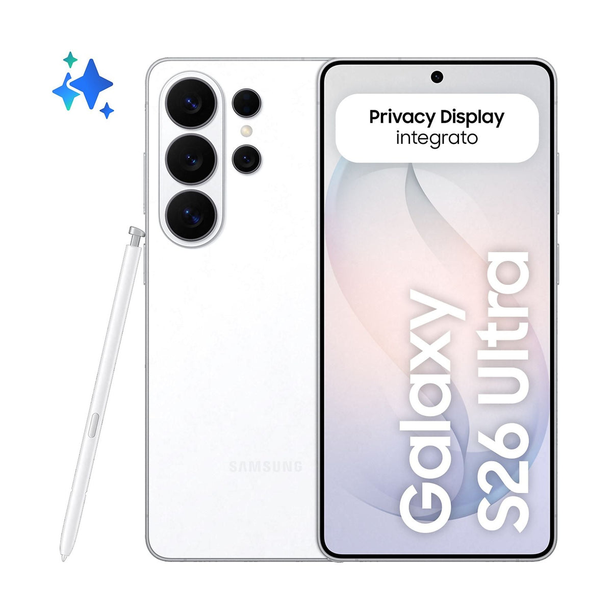 Samsung Galaxy S26 Ultra Smartphone AI, 256GB, Privacy Display integrato, Processore potente, Assistente Foto, Camera 200 MP, 5000 mAh, White