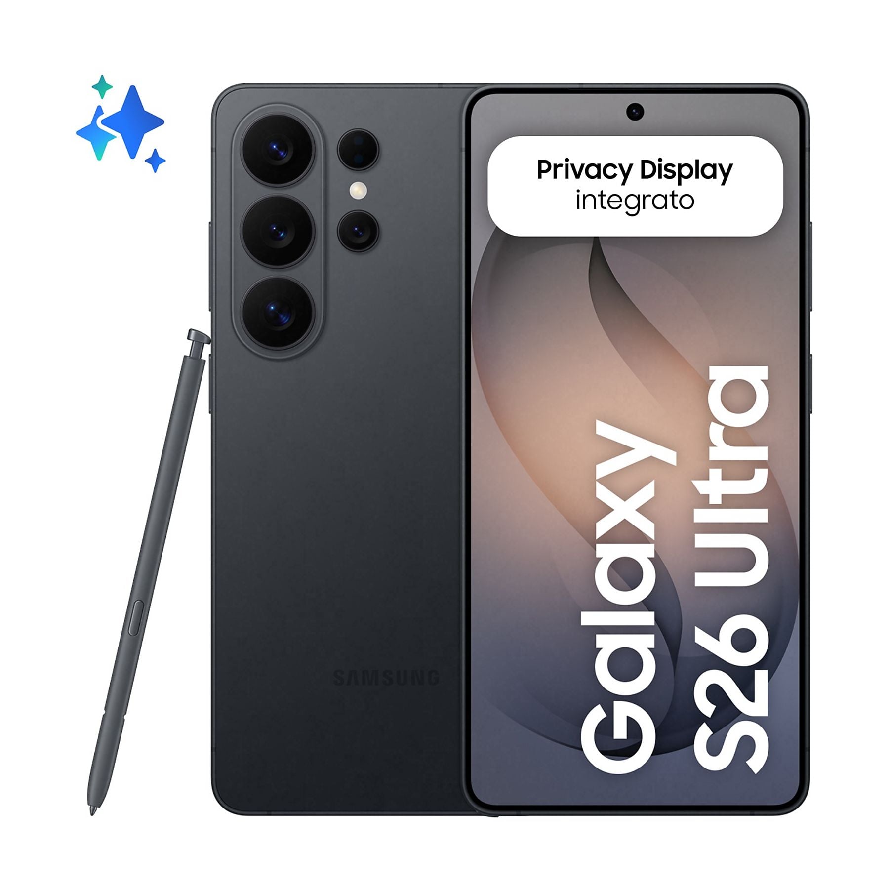 Samsung Galaxy S26 Ultra Smartphone AI, 256GB, Privacy Display integrato, Processore potente, Assistente Foto, Camera 200 MP, 5000 mAh, Black