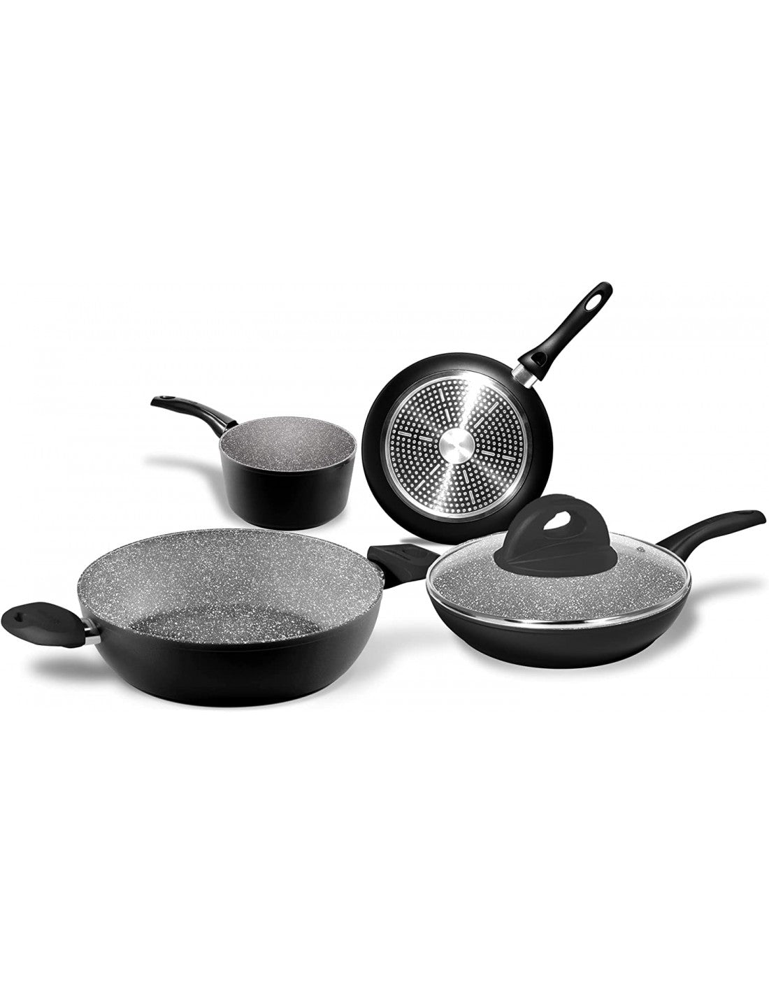 Bialetti Batteria Stone 5 pezzi Y00agd0414 Y00agd0414, Stone In Black