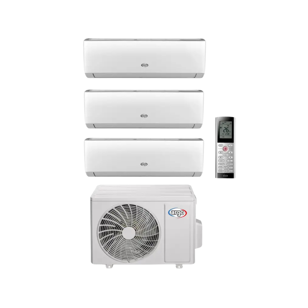 Argo Clima Trial Condizonatore, DC Inverter, 3 Unità Interne 9000 + 9000 + 12000 Btu/h Con Wifi + Unità Esterna 21000 Btu/h Con Wifi
