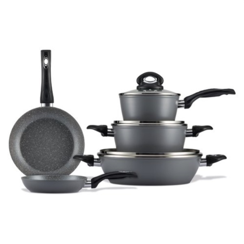 Aeternum Batteria Pentole Antiaderente 8 PZ Brooklin Piano Induzione Taste Grey