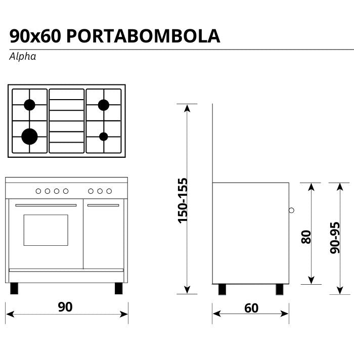 Glem Gas AR965VI Cucina Multifunzione con Forno a Gas Ventilato 60 X 90