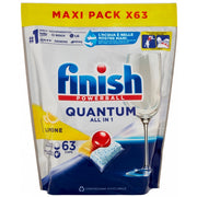 Finish Capsule Lavastoviglie Powerball Quantum All in 1 Limone 63 Pezzi