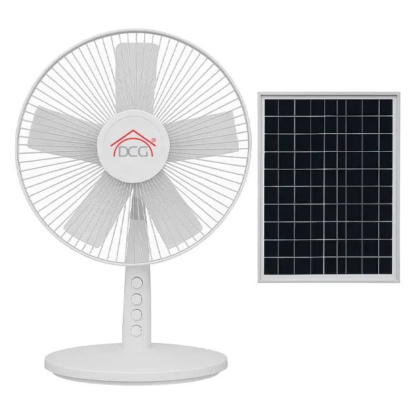 DCG  VE2220S Ventilatore da Tavolo 5 Pale ø 30 cm 3 Velocità con Pannello Solare colore Bianco