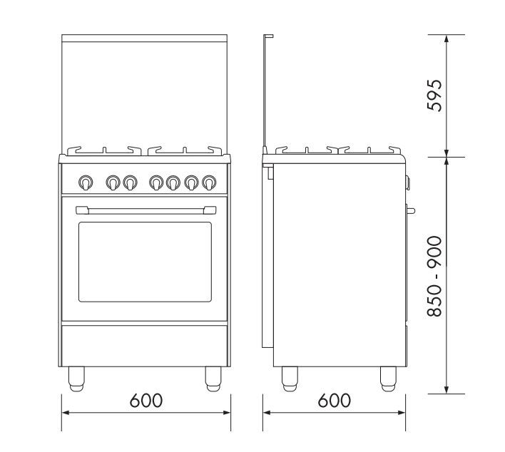 De Longhi FMXCucina Piano Con 4 Fuochi a Gas Forno Elettrico Classe a Acciaio Inox 60x60