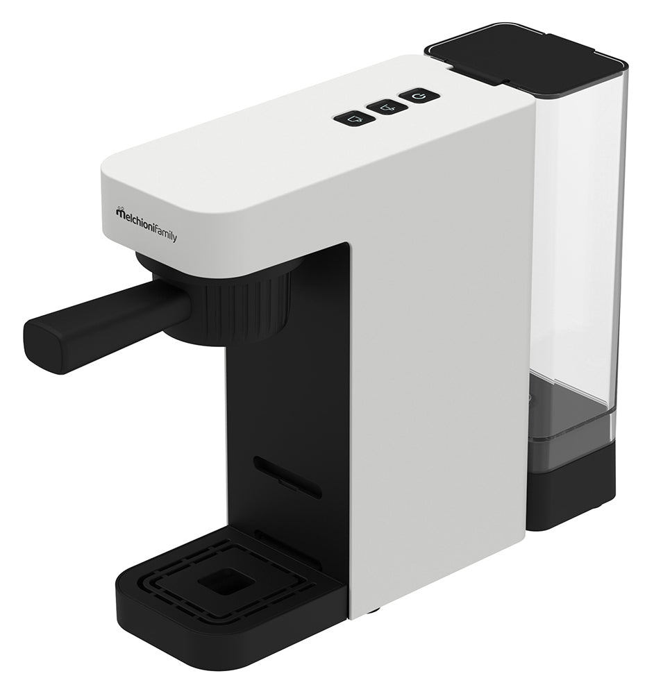 Melchioni Family Macchina da Caffè Sublime 3 in 1 1400 W 20 Bar Capsule Nespresso Dolce Gusto e Caffè Macinato Bianca