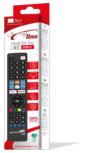 Jolly Line Telecomando Universale Made For You JL1771USB 4:1 USB-C Programmabile per 4 Dispositivi