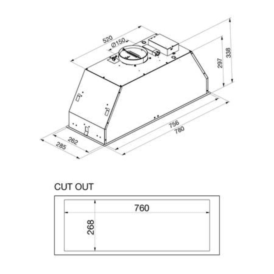 Glem Gas GHF870IXA Cappa Aspirante Integrata a Soffitto Acciaio Inossidabile 600 m³/h A