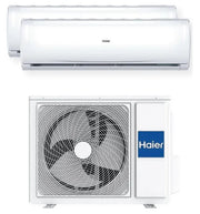 Haier H2U18TAAOUT Condizionatore Fisso, Dual Split, Inverter, 12000 + 12000 Btu/h, Pompa di calore, Classe A++/A+, 2 Unità Interne e Una Esterna