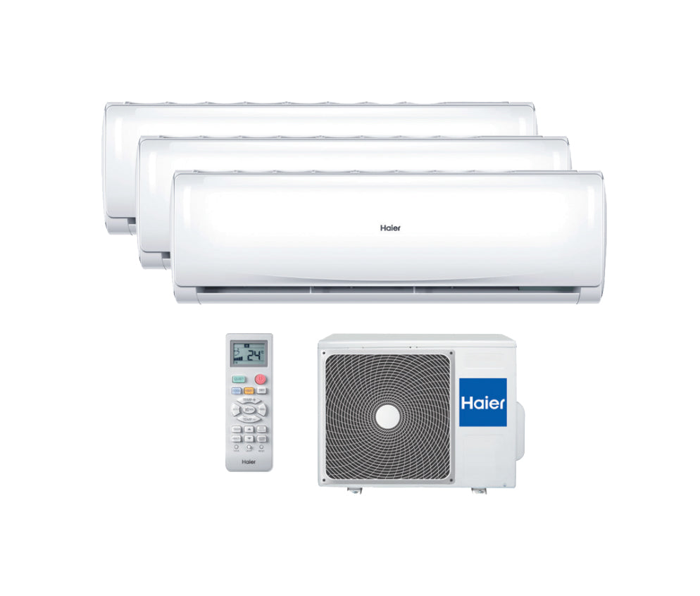 Haier Trendy Condizionatore Fisso, Unità Esterna e 3 Unità Interne, Trial Split, Inverter, 9000 + 9000 + 12000 Btu /h, con Pompa di Calore Classe A++/A+