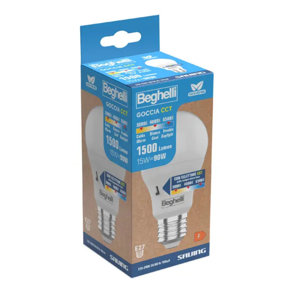 Beghelli Lampadina Led Goccia 15w E27 Tricolor