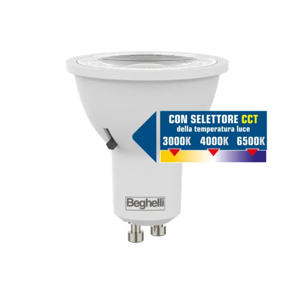 Beghelli Lampadina Spot Led 7w GU10 Tricolor