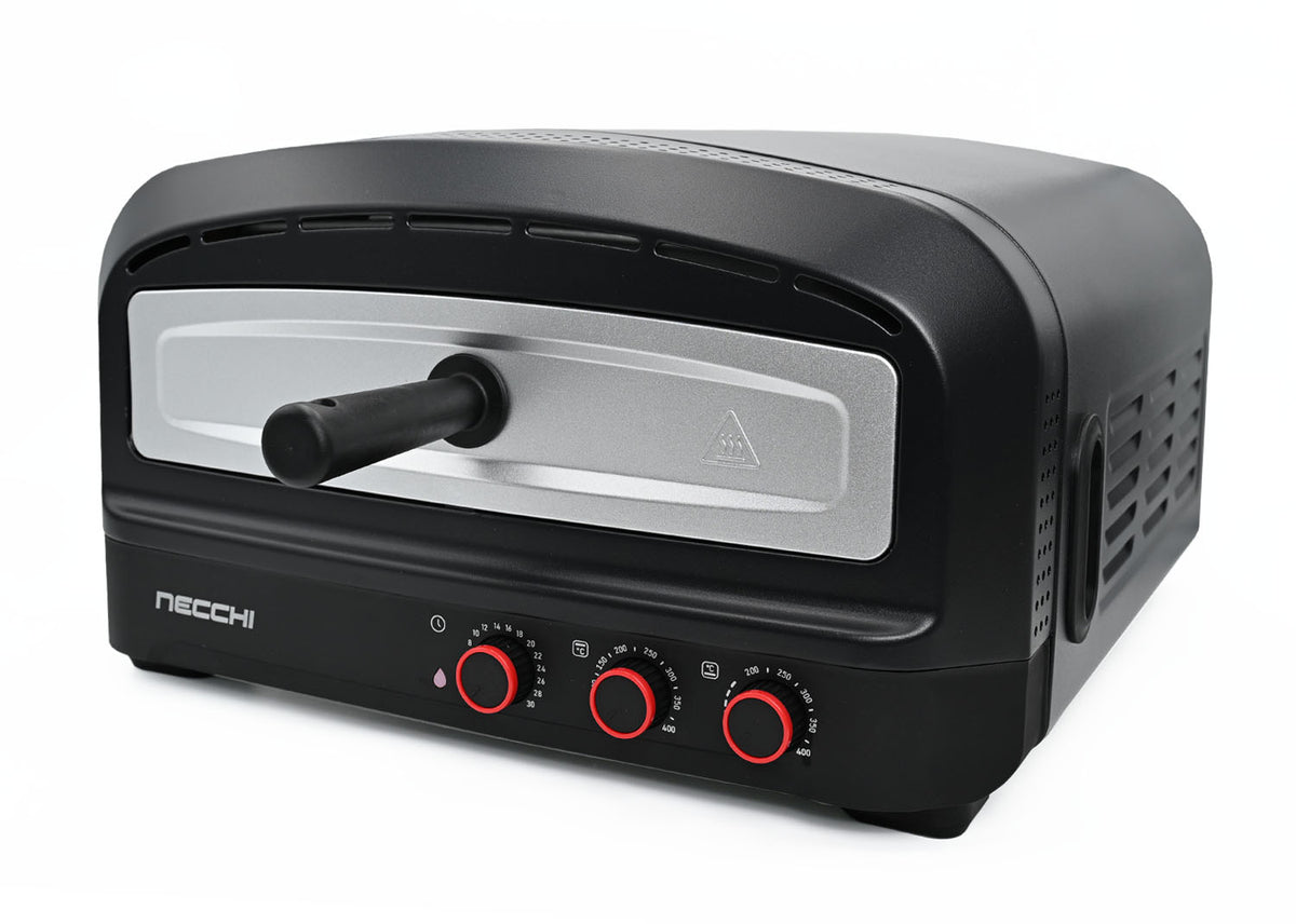 Necchi Forno Pizza NK9022 2200 W 400°C con Pietra Refrattaria e Resistenze Regolabili