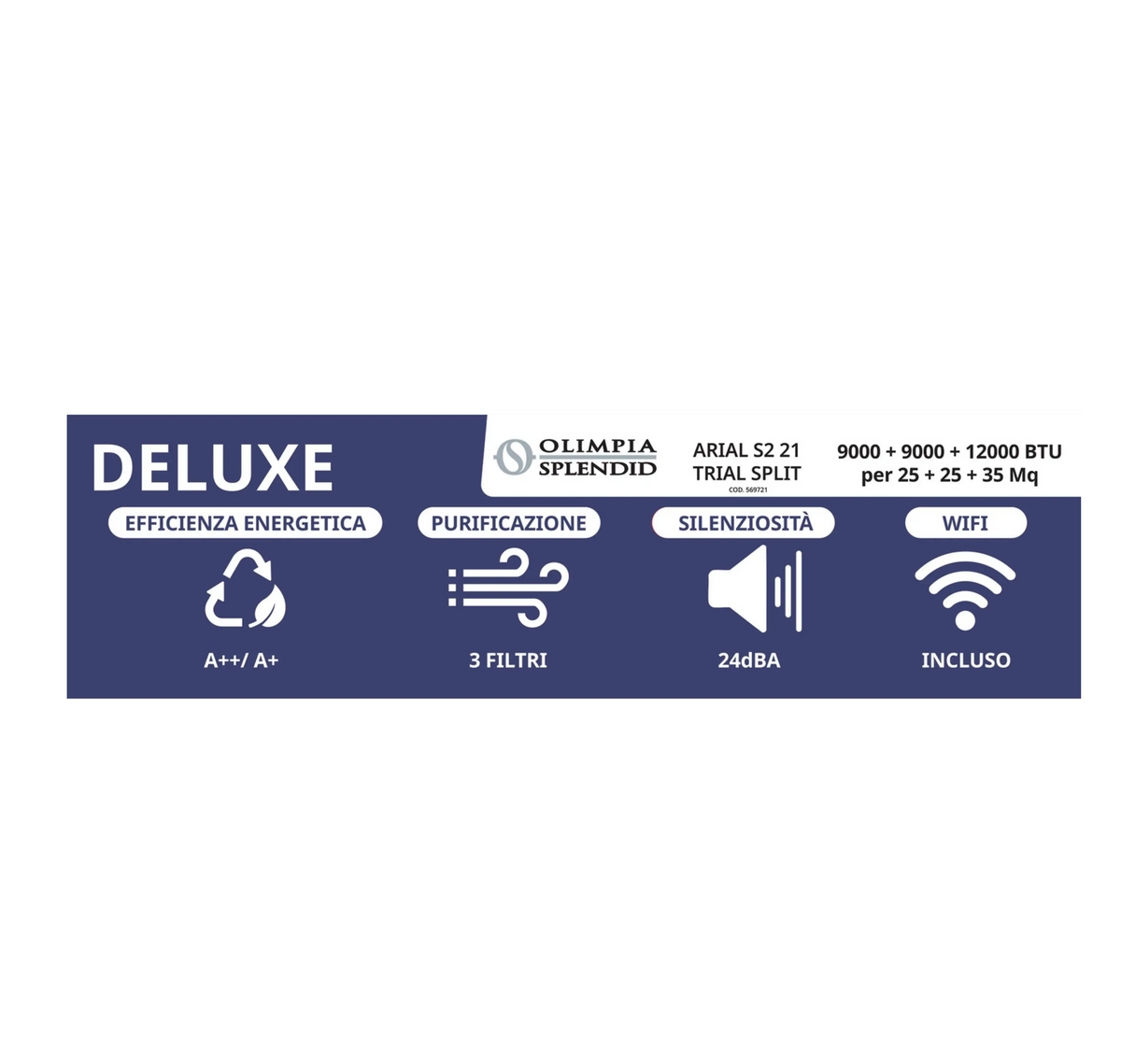 Olimpia Splendid Aryal S2 E Inverter 10 WiFi OS-SAAQH10EI – 1 Unità Interna Climatizzatore 10000 BTU A++ R32