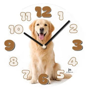 Lowell Orologio da Parete 15002 DOG in Vetro con Golden Retriever 33,5 cm Movimento al Quarzo