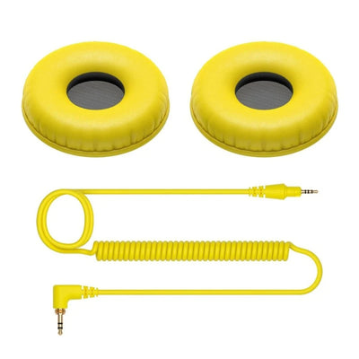 Pioneer DJ HC-CP08-Y Kit Accessori per Cuffie HDJ-CUE1 e HDJ-CUE1BT Giallo con Cavo Spiralato e 2 Padiglioni di Ricambio