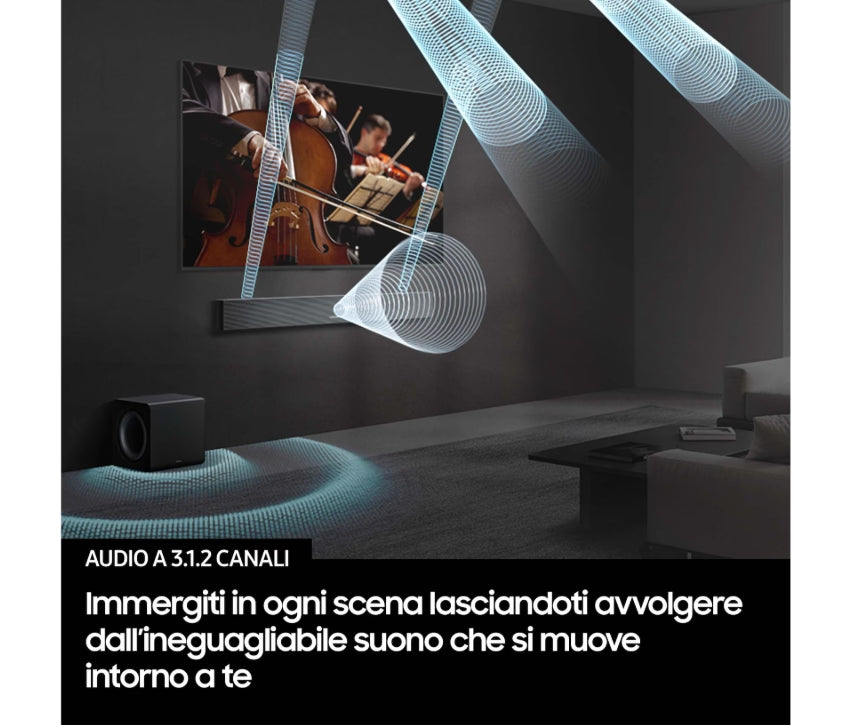 Samsung HW-QS700F/ZF Soundbar, Audio 3.1.2 canali, Subwoofer Wireless, Dolby Atmos