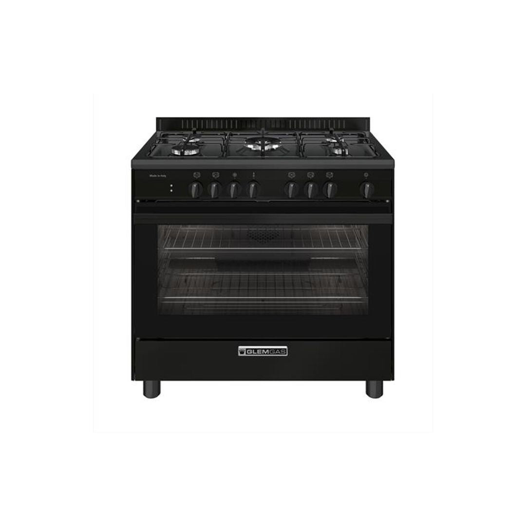 Glem Gas Cucina a Gas SA965MBK 90X60 con Forno Ventilato Nero Carbone CLASSE A