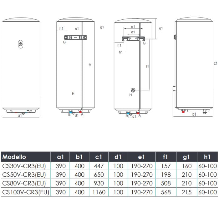 Candy Scaldabagno CS100V-CR3 (EU) 1500 W Temperatura massima: 75°C